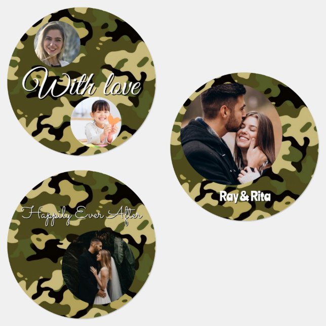 15-set Photo Camouflage Green, Brown, Tan & Black Etiketten (Gruppe)