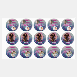 15-set Photo Fuchsia & Soft Pink Brushstrokes Etiketten