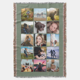 15 Square Foto Collage Keepake Sage Decke