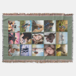 15 Square Foto Collage Keepake Sage Decke