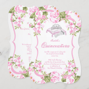 15. Sweet Pink Roses Blume Quinceanera Einladung