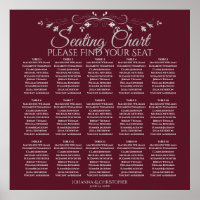 15 Tabelle Elegant Burgundy Hochzeitstabelle