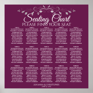 15 Tabelle Elegant Magenta Hochzeitssattel Poster