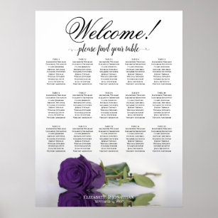 15 Tabelle Royal Lila Rose Hochzeitssitzkarte Poster