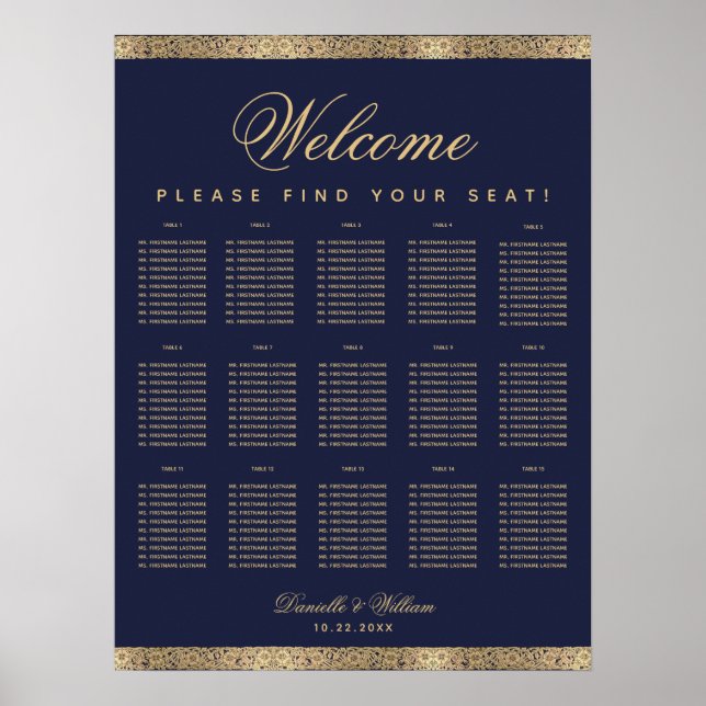 15 Tableau Élégant Marine Bleu Gold Siège graphiqu (Devant)