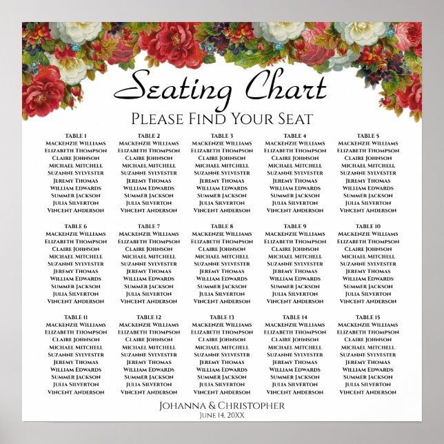 15 Tableau Rouge Fleurs d'automne Mariage Tableau  (Devant)