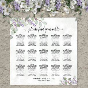 15-Tisch-Eukalyptus-Lavendel-Hochzeits-Sitzplan Poster