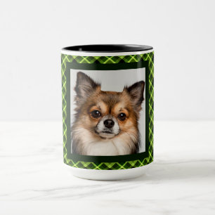 15 Unze. Grüne diagonale karierte Tasse