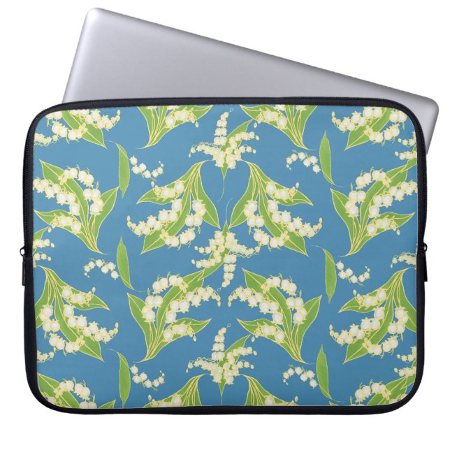 15-Zoll-Laptop-Sieb: Lilies of the Valley, blau Laptopschutzhülle (Vorderseite)