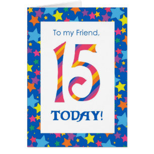 15e Anniversaire Carte pour Ami, Stripes et Etoile