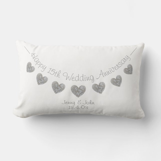 15e anniversaire de Mariage coussin de coeur en cr (Recto)