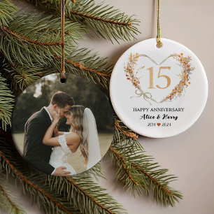 15e anniversaire du Mariage Gold Hearts Couple Pho