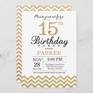 15e anniversaire Invitation Parties scintillant d'