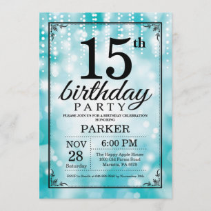 15e anniversaire Invitation Parties scintillant Tu