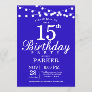 15e anniversaire Invitation Royal Blue