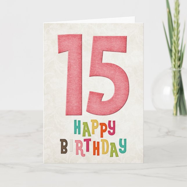 15e anniversaire Joyeux design de carte d'annivers (Devant)
