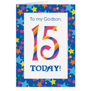 15ème Carte d'anniversaire pour le filleul, les