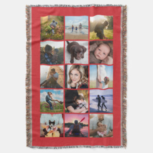 15er Quadrat-Foto-Collage-Andenken Rot Decke