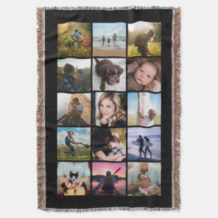 15er Quadrat-Fotocollage-Andenken Schwarz Decke