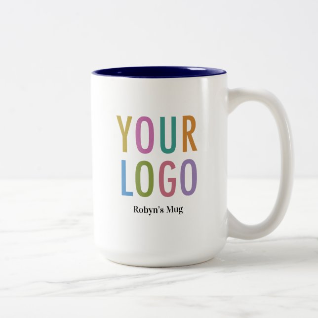 15oz Navy Blue Inner Logo Mug Nom personnalisé Ent (Droit)