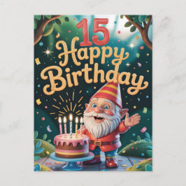 15th Birthday Gnome Celebration Postkarte