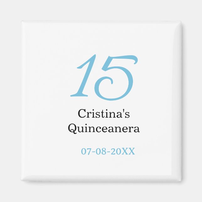 15th quinceanera birthday blue black bold letter n magnet (Vorne)