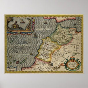 1606 Karte Fez und das Königreich Marokko von Hond Poster