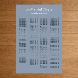 160 Blue Simple Wedding Seating Chart Poster