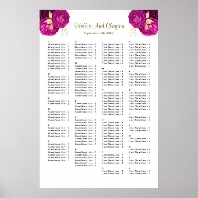 160 Rosa und Gold Blumenstempel Poster (Vorne)