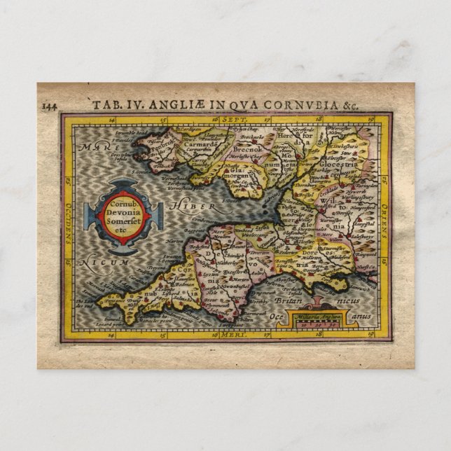 1610 Carte de Cornwall, Devon, Somerset, etc... (Devant)