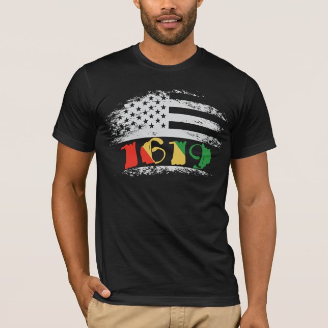 1619 Afrikanischer Stolz unserer Vorfahren schwarz T-Shirt (Vorderseite)