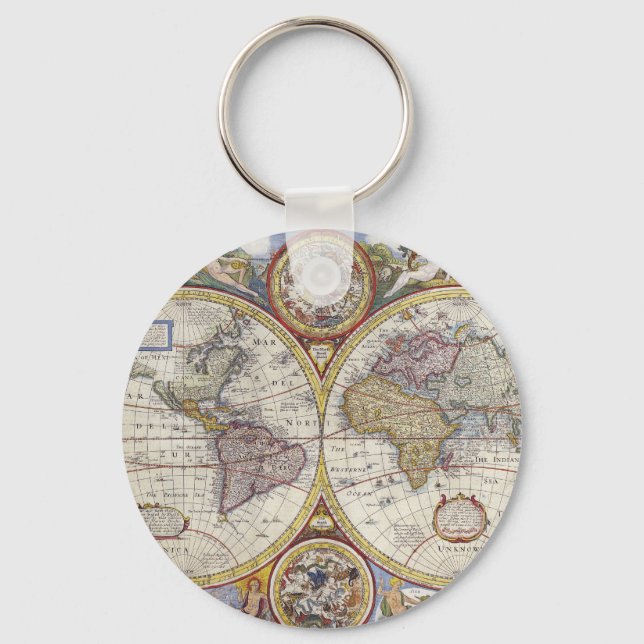 1626 Vintage Weltkarte Schlüsselanhänger (Vorderseite)
