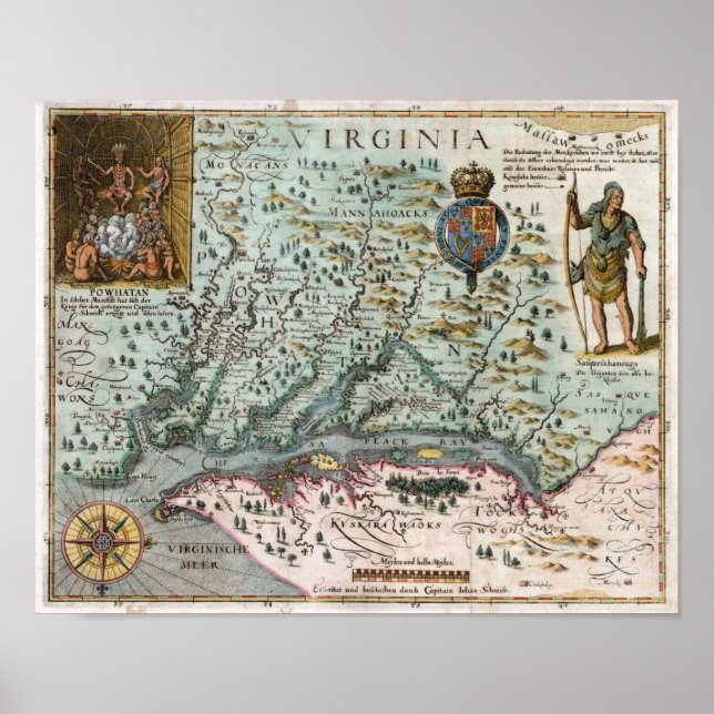 1627 Virginia Karte Poster (Vorne)