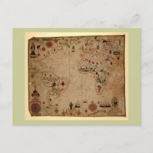 1633 Atlantik Portolan Chart - Pascoal Roiz Postkarte