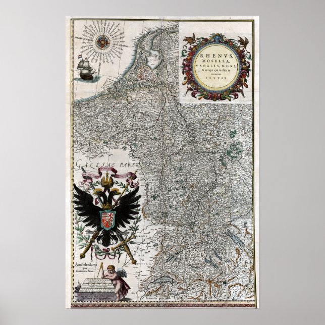 1634 Rhein-Mosel-Karte Poster (Vorne)