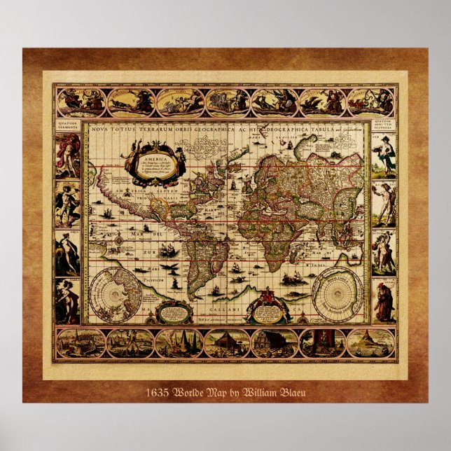 1635 Old World Map Poster (Vorne)