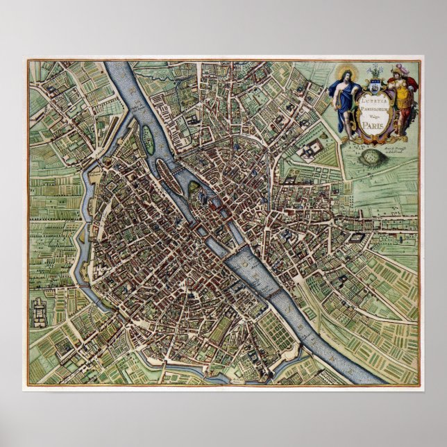 1657 Karte von Paris Poster (Vorne)