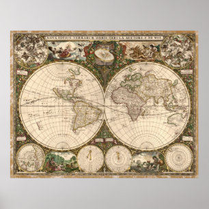 1660 Karte der Welt Poster