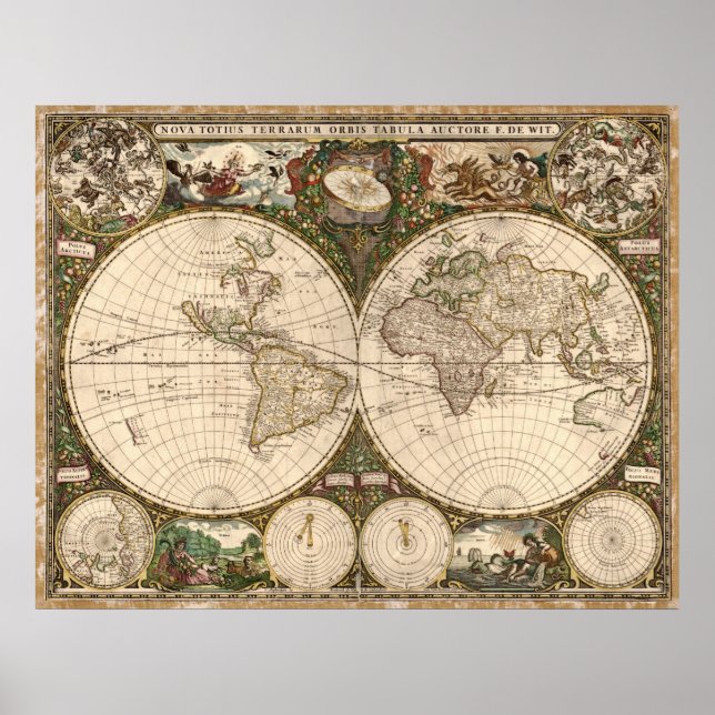 1660 Karte der Welt Poster (Vorne)
