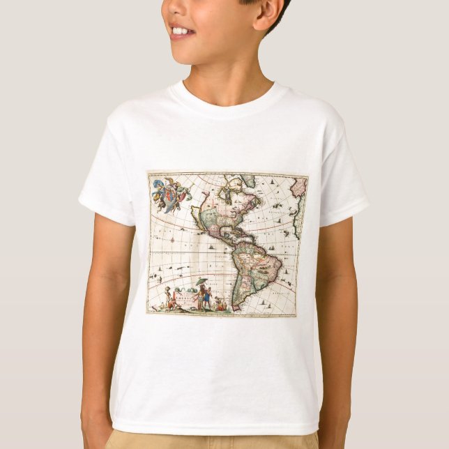 1670 America Map T-Shirt (Vorderseite)