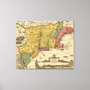 1685 Map - New Belgium, The New World, New England Leinwanddruck