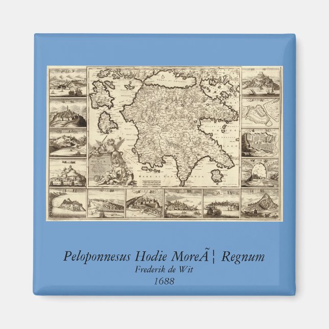 1688 Griechenland / Griechisch Peloponnesische Kar Magnet (Vorne)