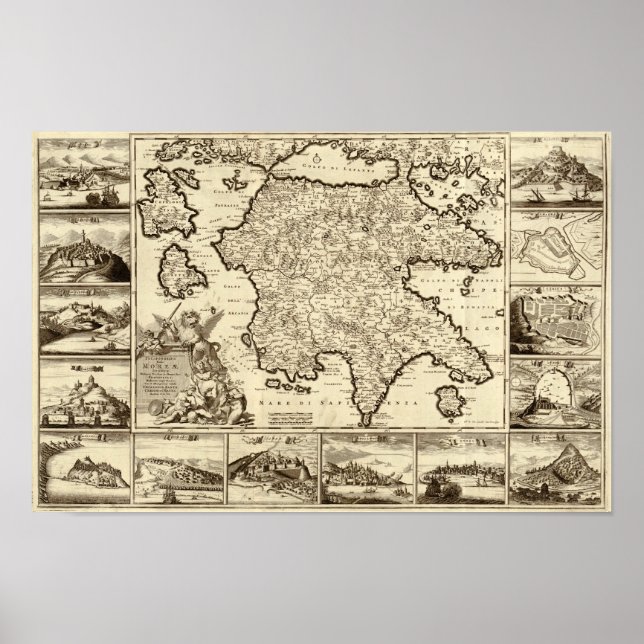 1688 Griechenland / Griechisch Peloponnesische Kar Poster (Vorne)