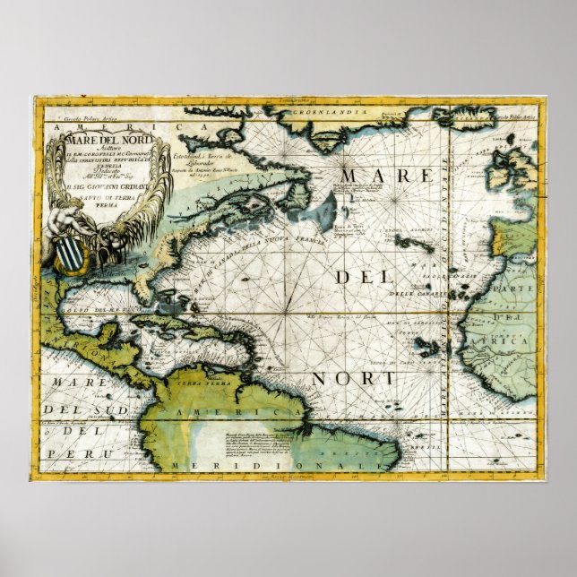 1691 Atlantische Schönheitskarte Poster (Vorne)