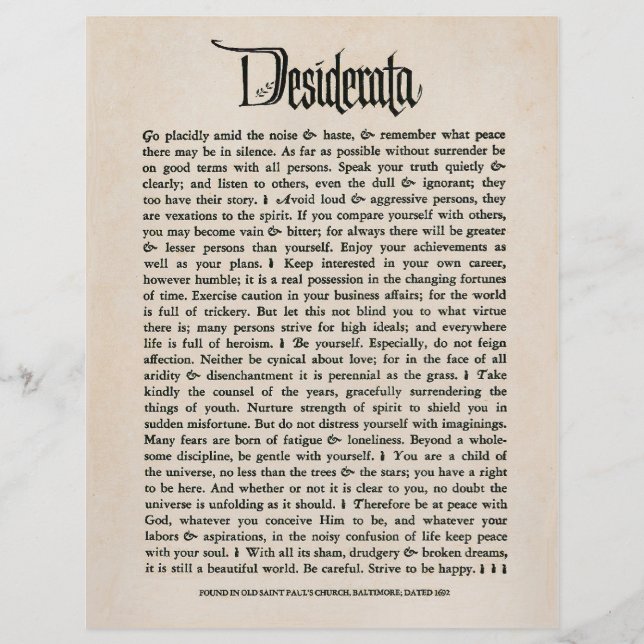 1692 Desiderata - Papier parchemin, 25 feuilles (Devant)
