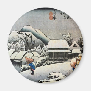 16. 蒲 原 宿, 広 Kanbara-juku, Hiroshige, Ukiyo-e Magnet