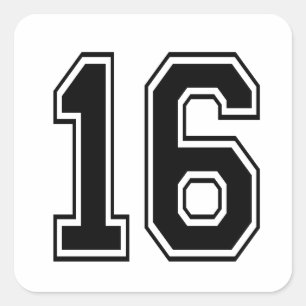 16 16 Varsity num Quadratischer Aufkleber