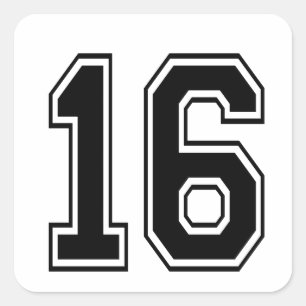 16 16 Varsity num Quadratischer Aufkleber