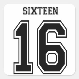16 16 Varsity num Quadratischer Aufkleber