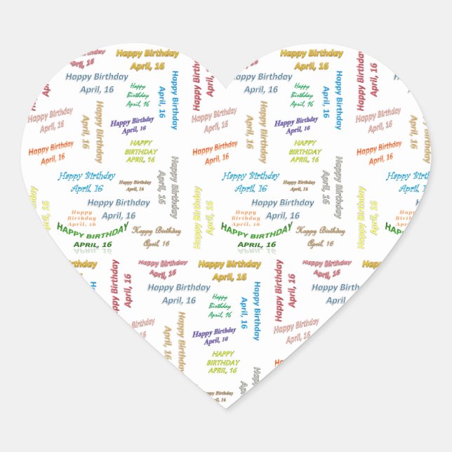 16. April Herz-Aufkleber (Vorderseite)